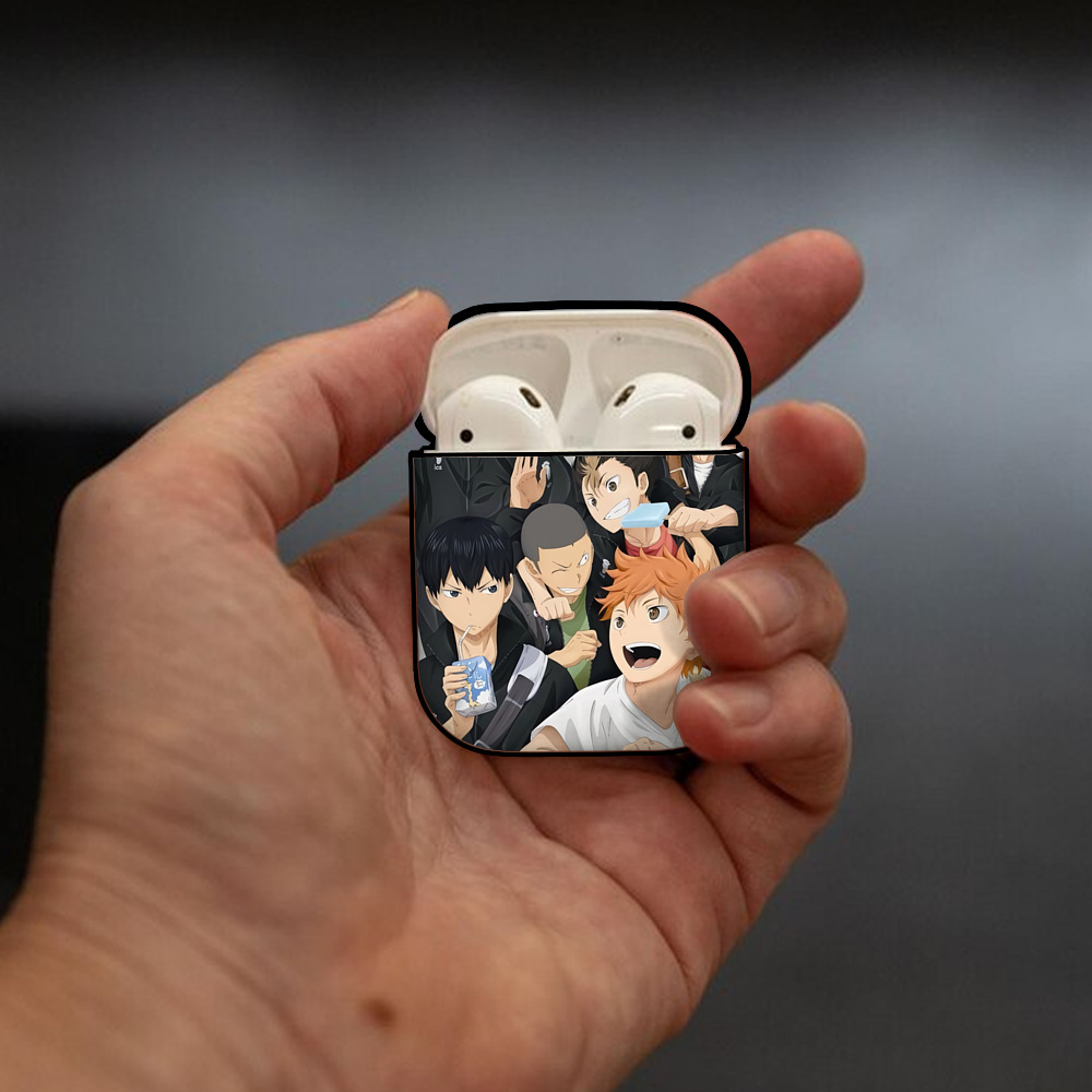 ハイキュー!! Haikyu!! AirPods 第2世代保護ケース ハードシェル ブラック 耐衝撃・防指紋・カラビナ付き