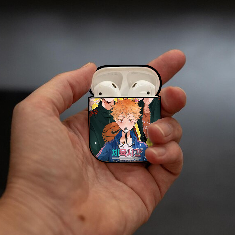 ハイキュー!! Haikyu!! AirPods 第2世代保護ケース ハードシェル ブラック 耐衝撃・防指紋・カラビナ付き