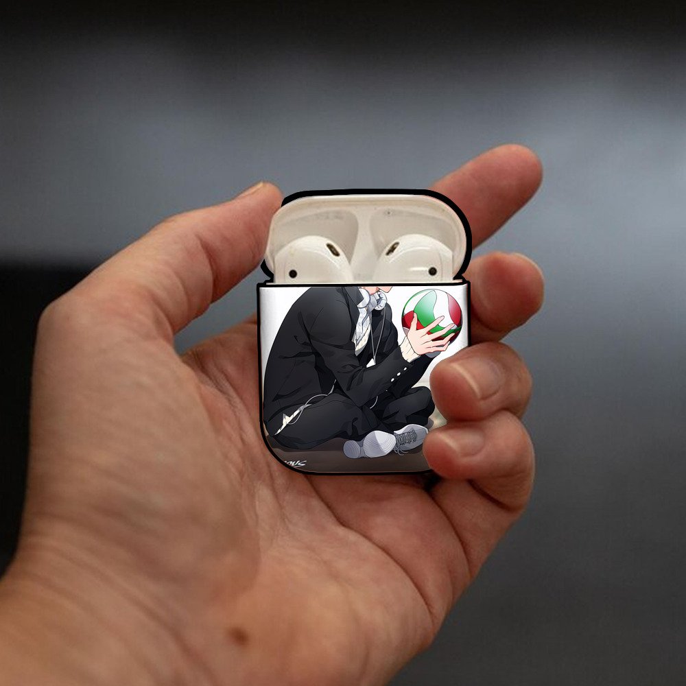 ハイキュー!! Haikyu!! AirPods 第2世代保護ケース ハードシェル ブラック 耐衝撃・防指紋・カラビナ付き