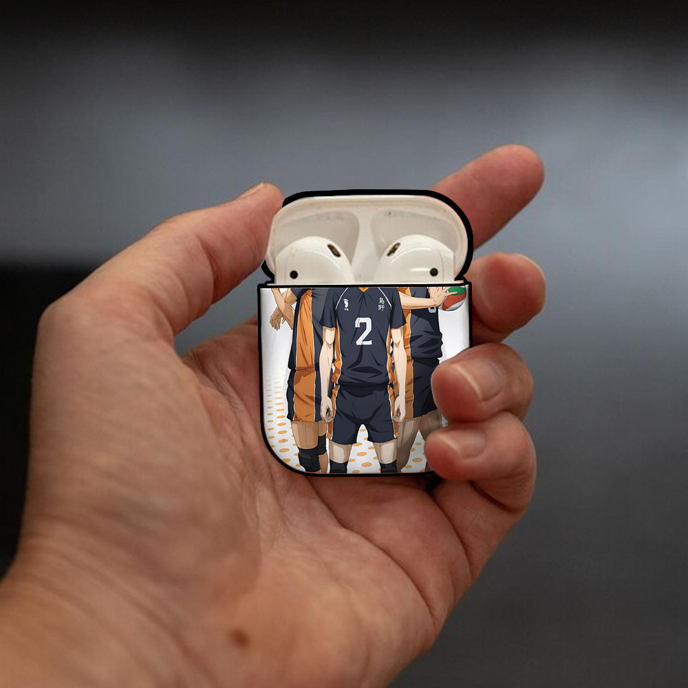 ハイキュー!! Haikyu!! AirPods 第2世代保護ケース ハードシェル ブラック 耐衝撃・防指紋・カラビナ付き