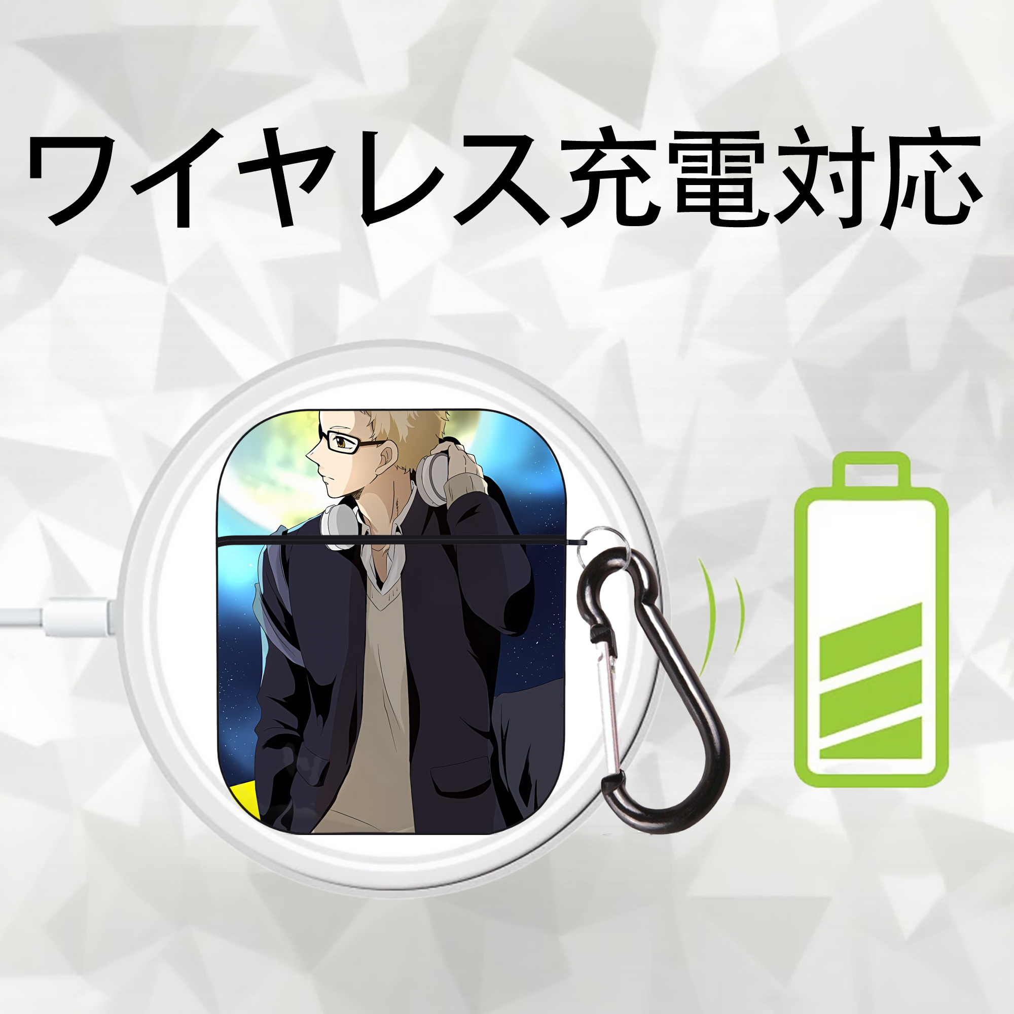 ハイキュー!! Haikyu!! AirPods 第2世代保護ケース ハードシェル ブラック 耐衝撃・防指紋・カラビナ付き