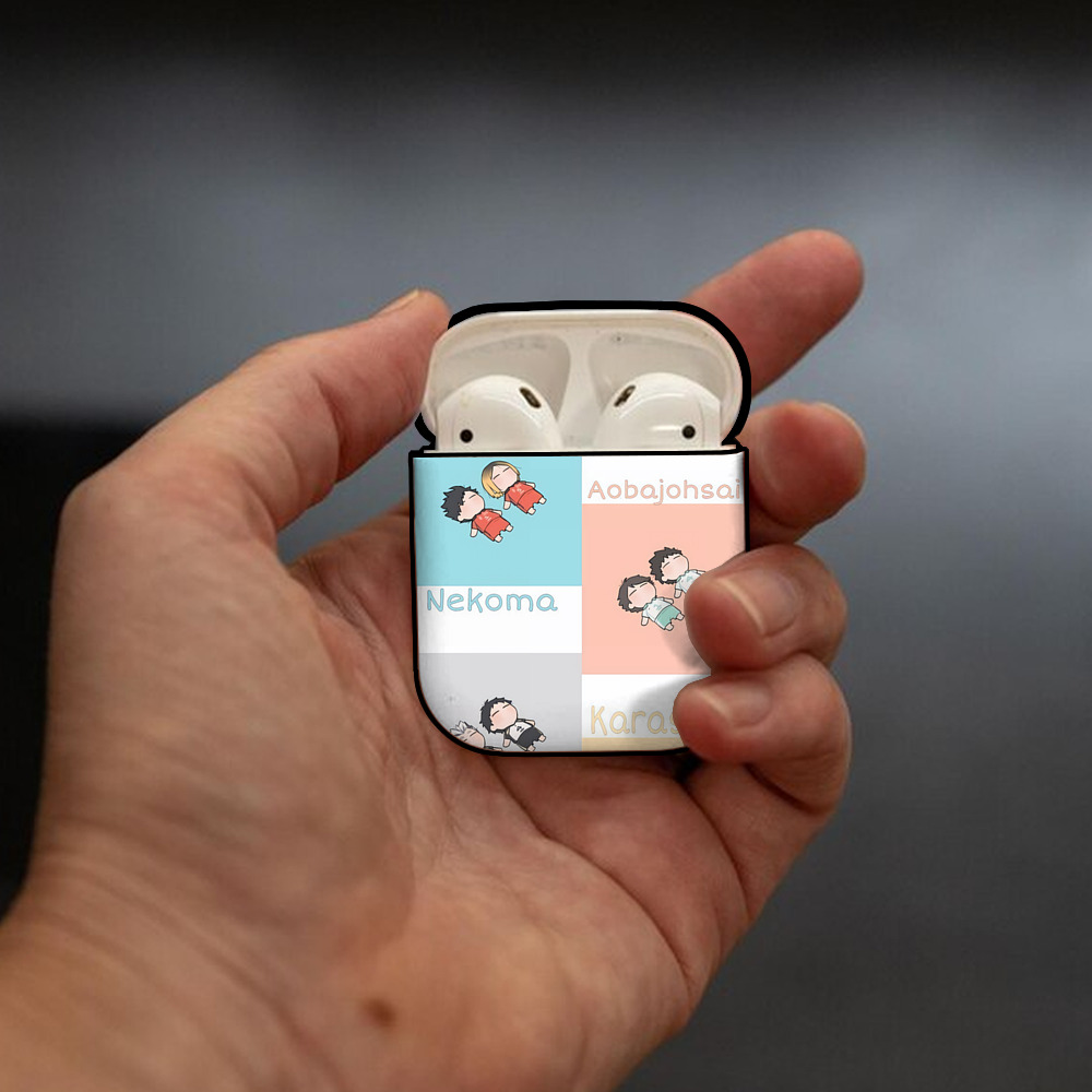 ハイキュー!! Haikyu!! AirPods 第2世代保護ケース ハードシェル ブラック 耐衝撃・防指紋・カラビナ付き