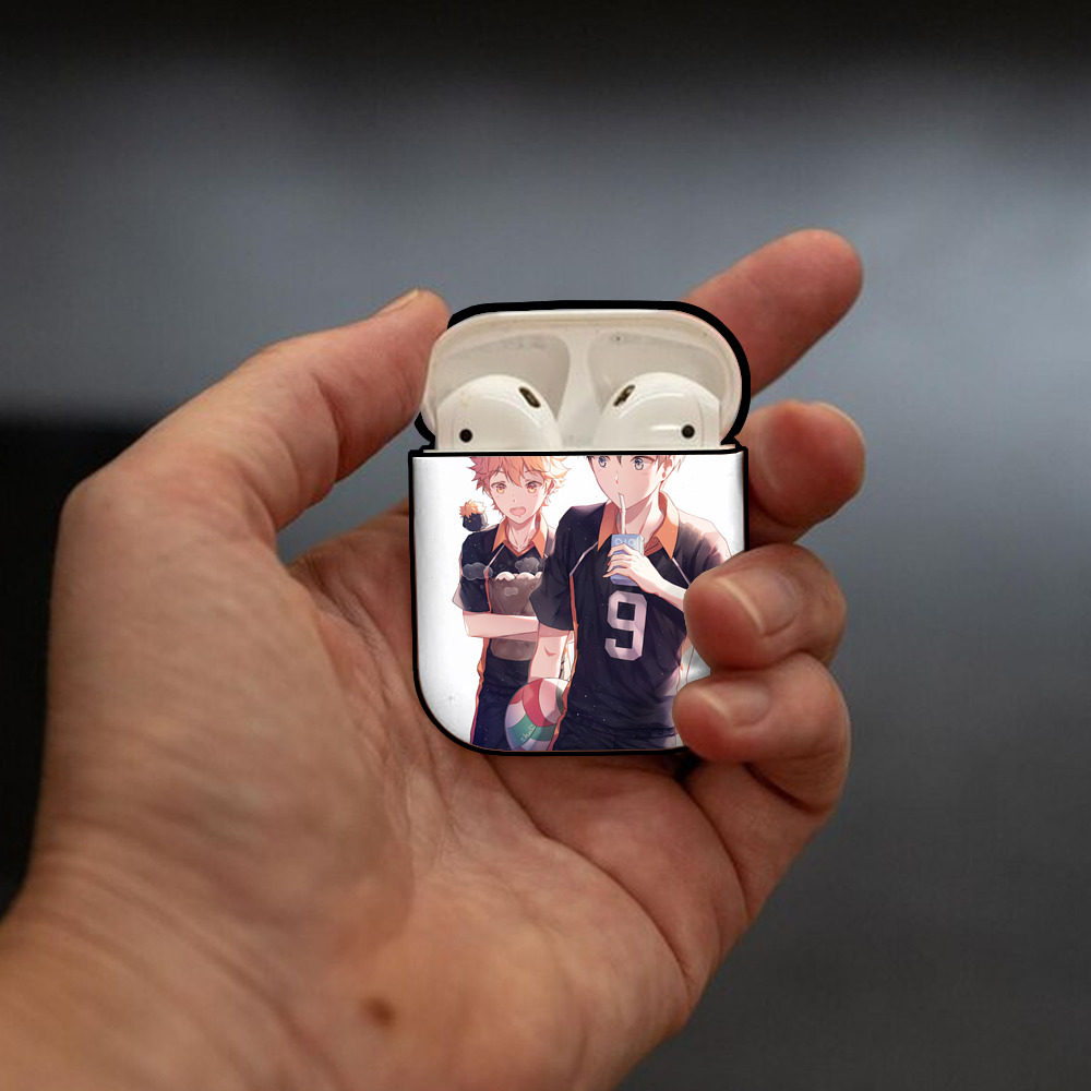 ハイキュー!! Haikyu!! AirPods 第2世代保護ケース ハードシェル ブラック 耐衝撃・防指紋・カラビナ付き