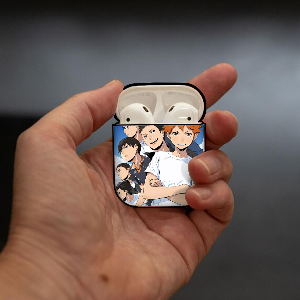ハイキュー!! Haikyu!! AirPods 第2世代保護ケース ハードシェル ブラック 耐衝撃・防指紋・カラビナ付き