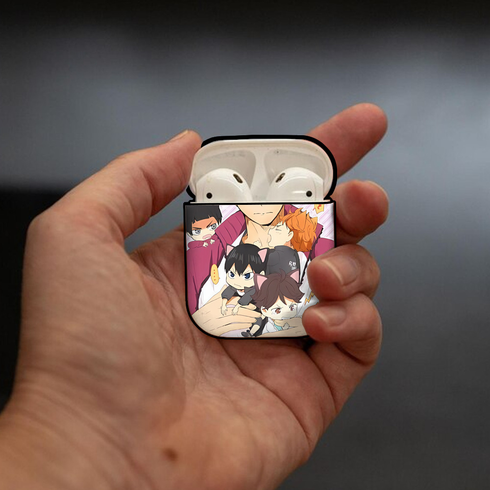 ハイキュー!! Haikyu!! AirPods 第2世代保護ケース ハードシェル ブラック 耐衝撃・防指紋・カラビナ付き
