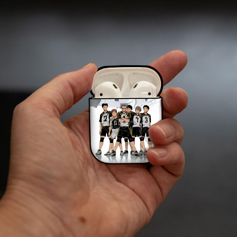 ハイキュー!! Haikyu!! AirPods 第2世代保護ケース ハードシェル ブラック 耐衝撃・防指紋・カラビナ付き