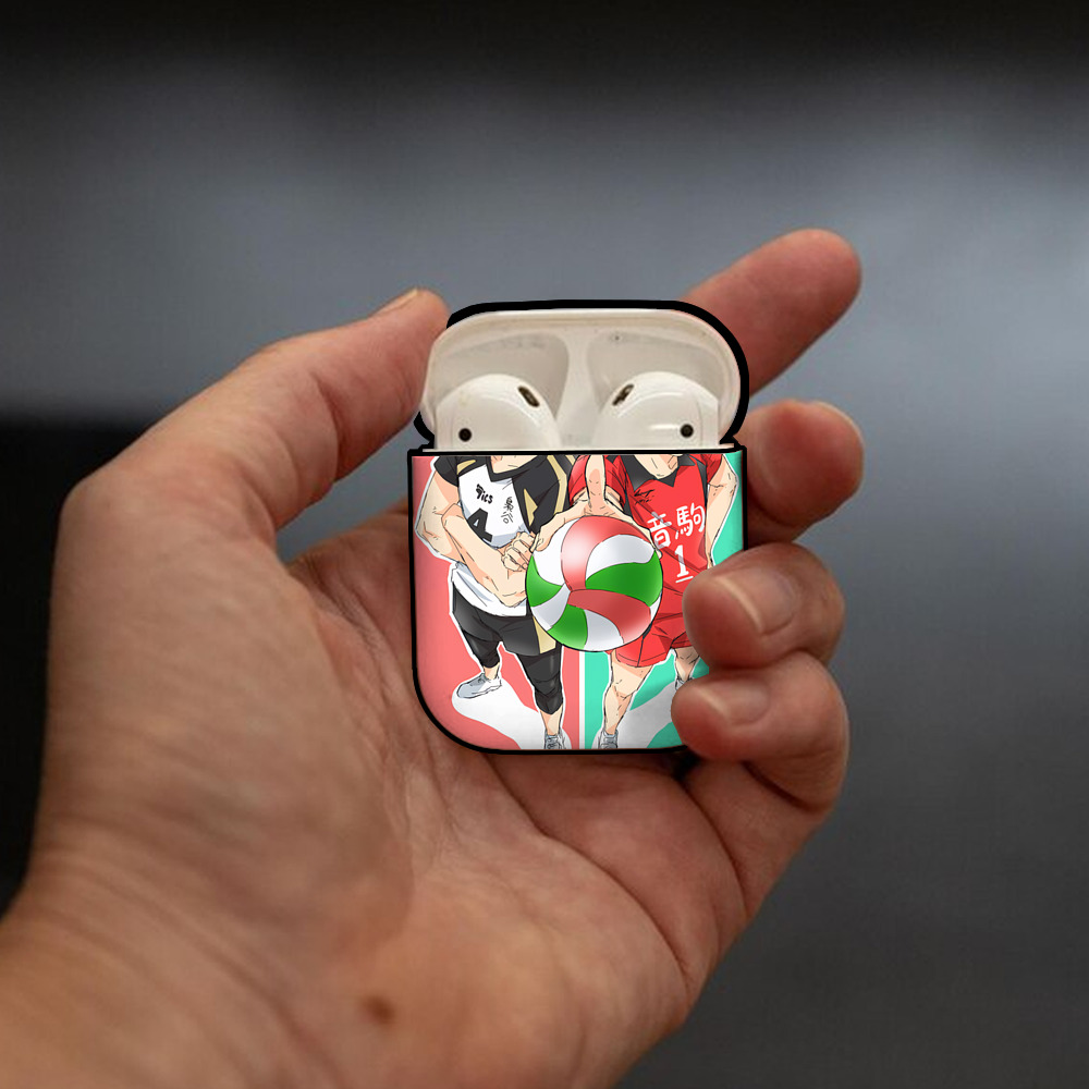 ハイキュー!! Haikyu!! AirPods 第2世代保護ケース ハードシェル ブラック 耐衝撃・防指紋・カラビナ付き