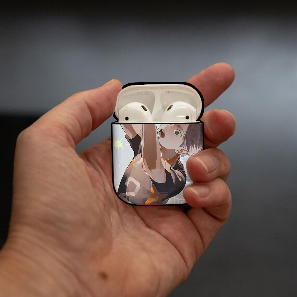 ハイキュー!! Haikyu!! AirPods 第2世代保護ケース ハードシェル ブラック 耐衝撃・防指紋・カラビナ付き