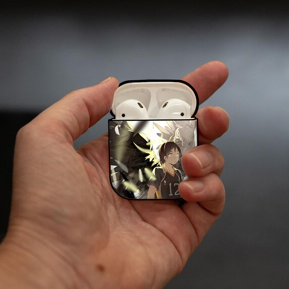 ハイキュー!! Haikyu!! AirPods 第2世代保護ケース ハードシェル ブラック 耐衝撃・防指紋・カラビナ付き