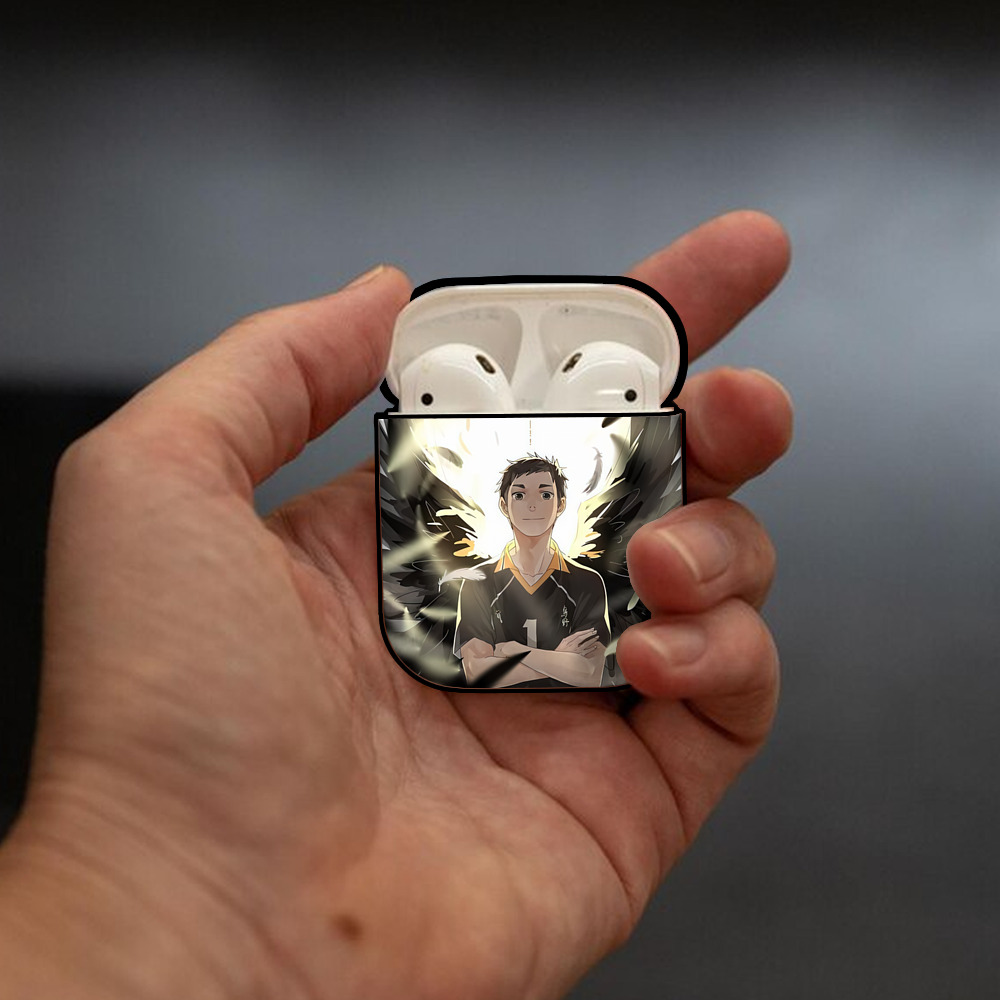 ハイキュー!! Haikyu!! AirPods 第2世代保護ケース ハードシェル ブラック 耐衝撃・防指紋・カラビナ付き