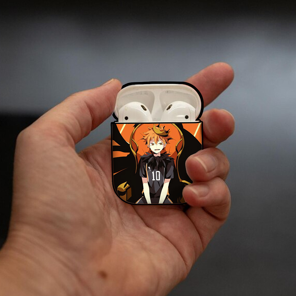 ハイキュー!! Haikyu!! AirPods 第2世代保護ケース ハードシェル ブラック 耐衝撃・防指紋・カラビナ付き