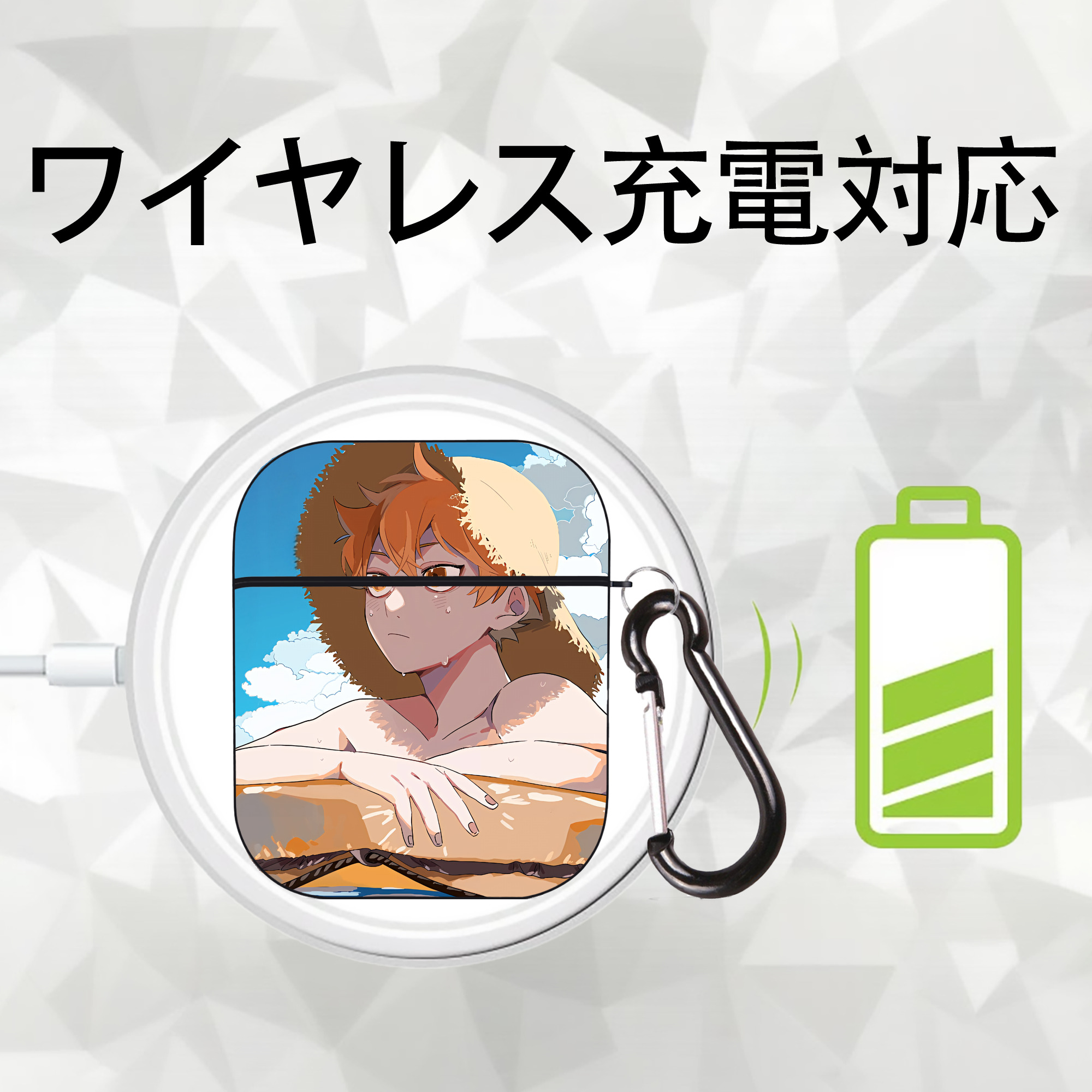 ハイキュー!! Haikyu!! AirPods 第2世代保護ケース ハードシェル ブラック 耐衝撃・防指紋・カラビナ付き