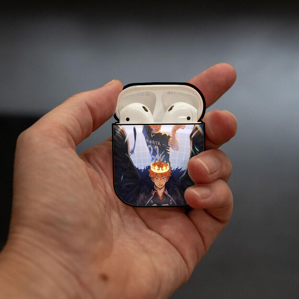 ハイキュー!! Haikyu!! AirPods 第2世代保護ケース ハードシェル ブラック 耐衝撃・防指紋・カラビナ付き