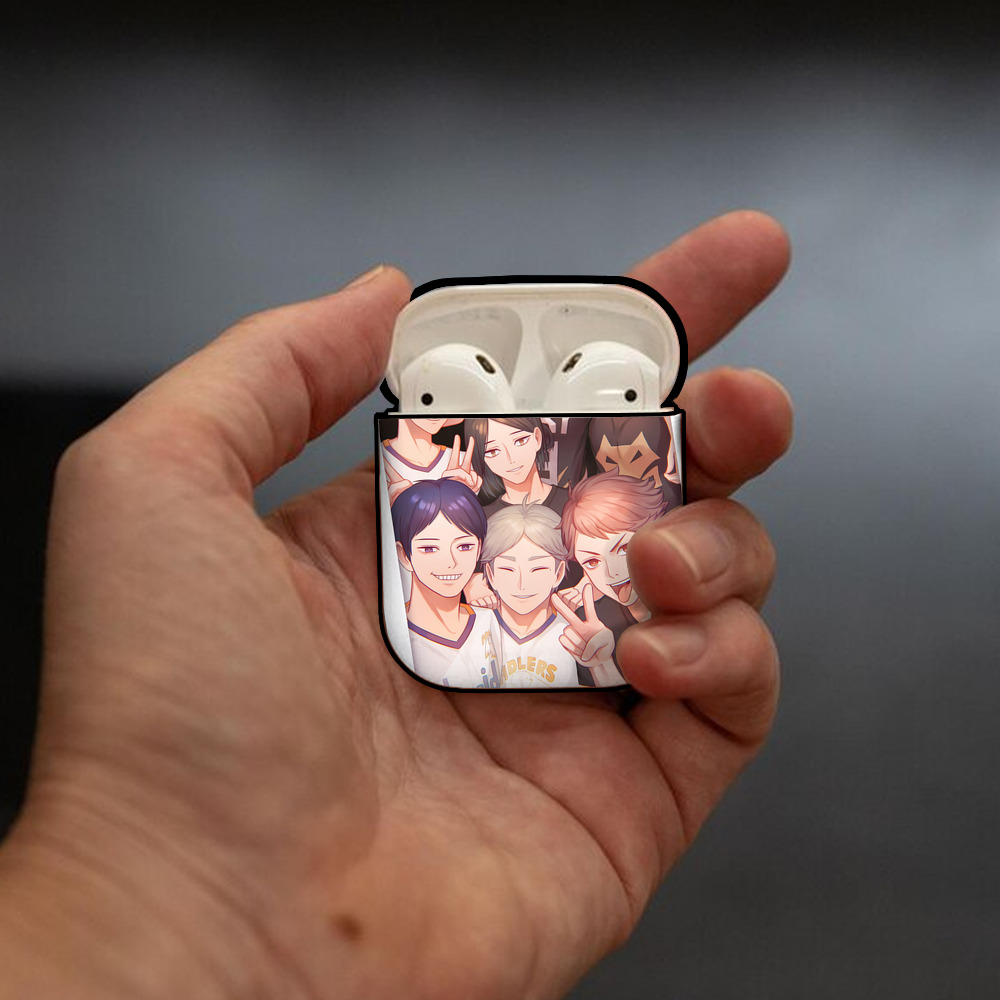 ハイキュー!! Haikyu!! AirPods 第2世代保護ケース ハードシェル ブラック 耐衝撃・防指紋・カラビナ付き