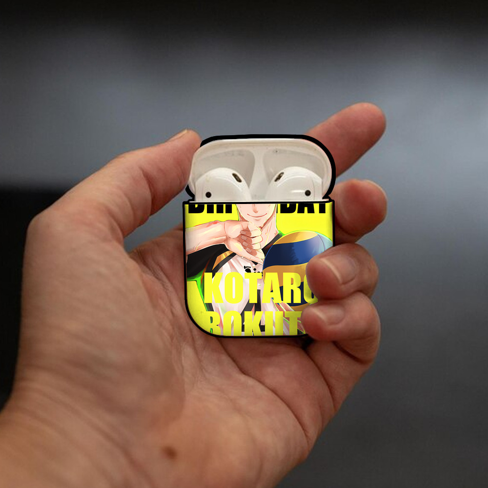 ハイキュー!! Haikyu!! AirPods 第2世代保護ケース ハードシェル ブラック 耐衝撃・防指紋・カラビナ付き