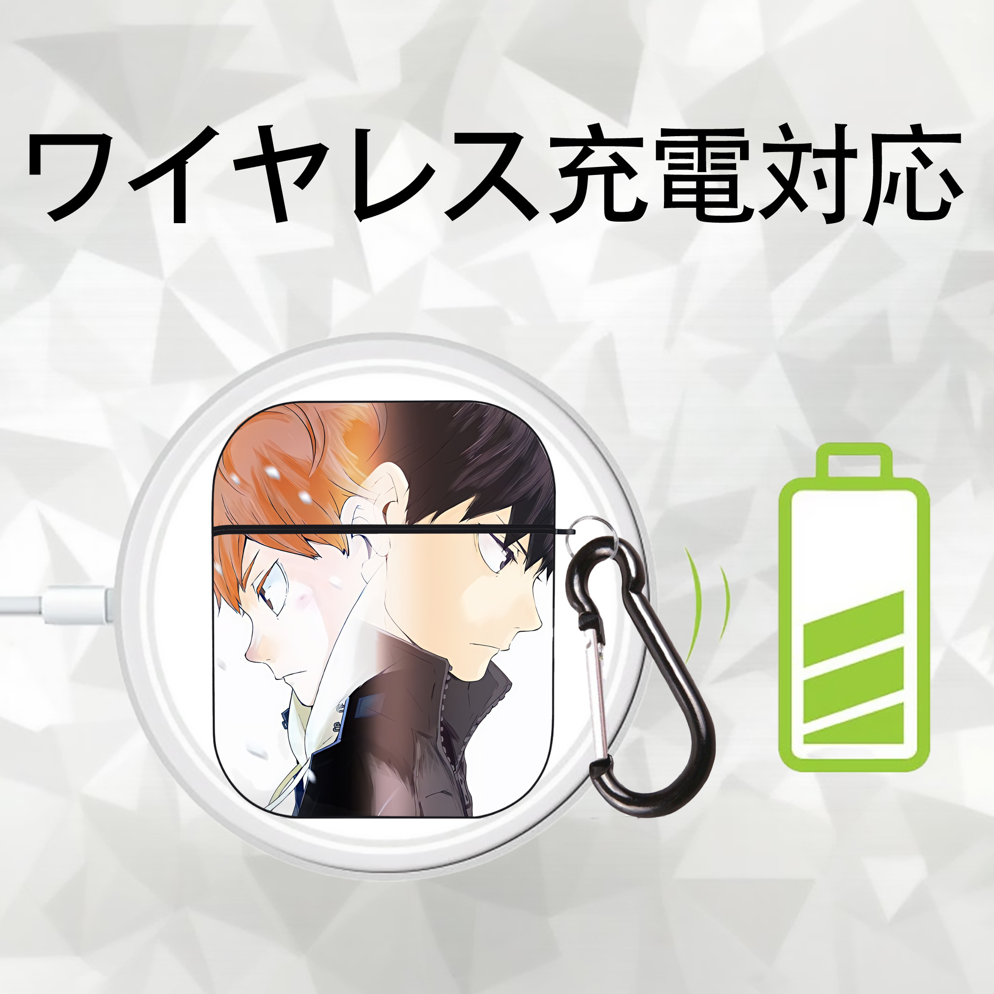 ハイキュー!! Haikyu!! AirPods 第2世代保護ケース ハードシェル ブラック 耐衝撃・防指紋・カラビナ付き