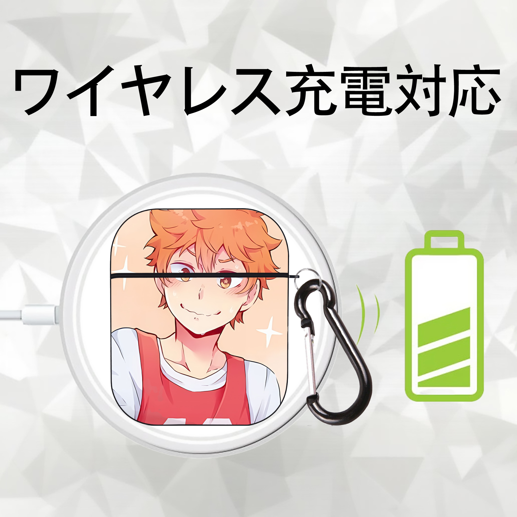 ハイキュー!! Haikyu!! AirPods 第2世代保護ケース ハードシェル ブラック 耐衝撃・防指紋・カラビナ付き