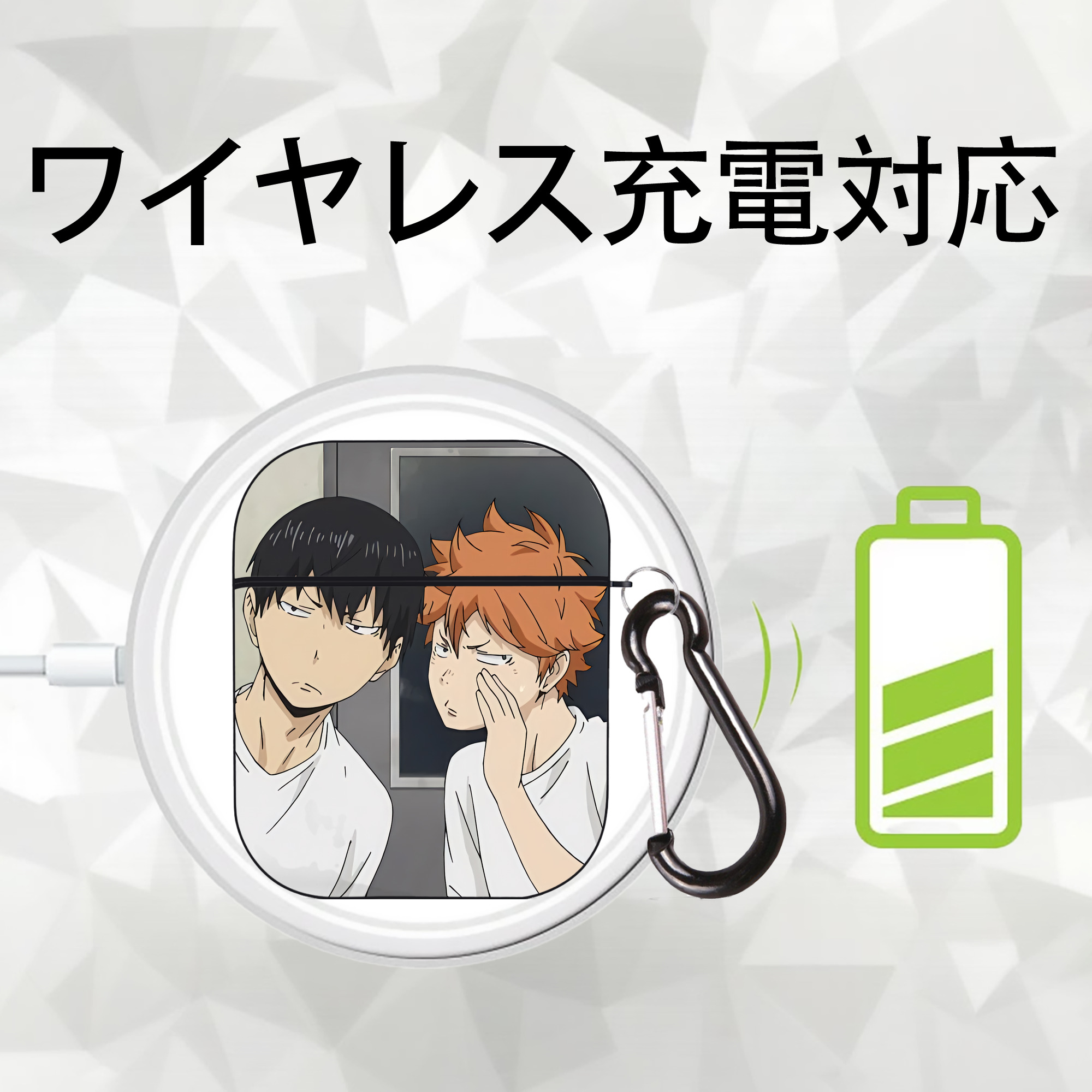 ハイキュー!! Haikyu!! AirPods 第2世代保護ケース ハードシェル ブラック 耐衝撃・防指紋・カラビナ付き