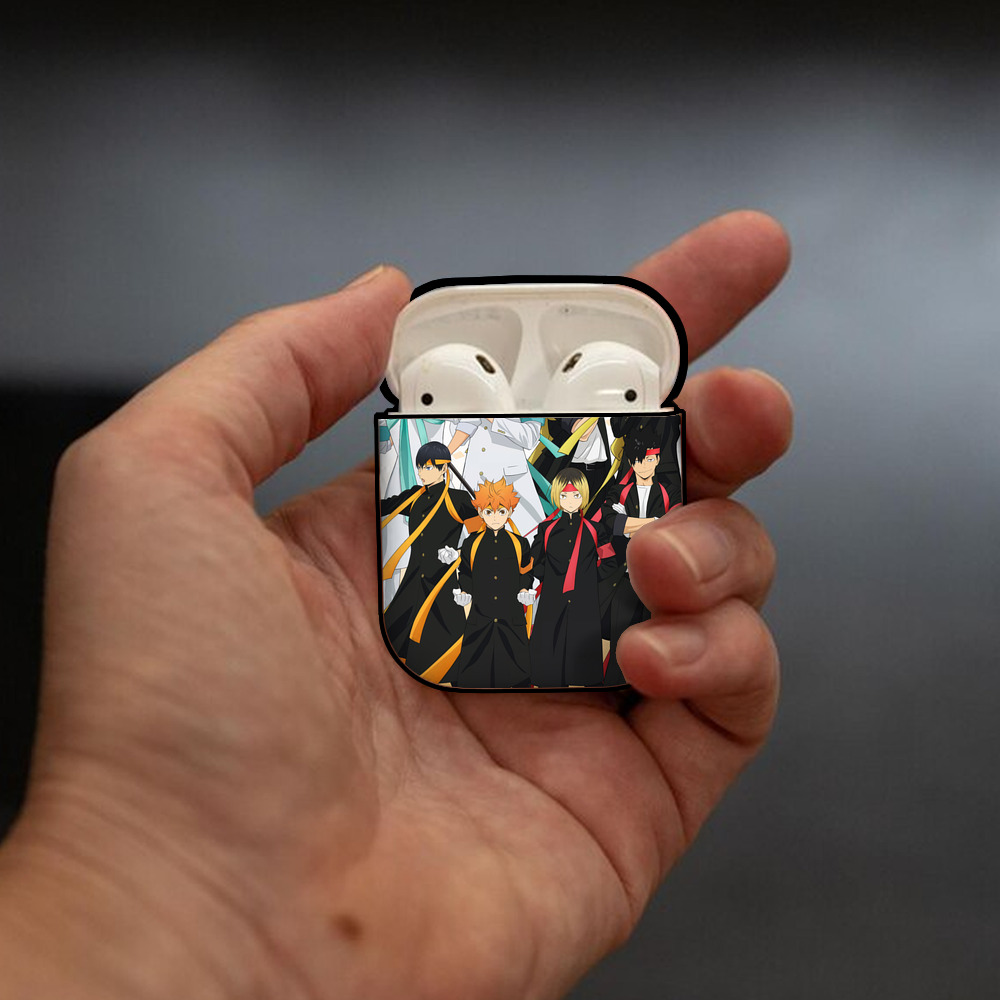 ハイキュー!! Haikyu!! AirPods 第2世代保護ケース ハードシェル ブラック 耐衝撃・防指紋・カラビナ付き