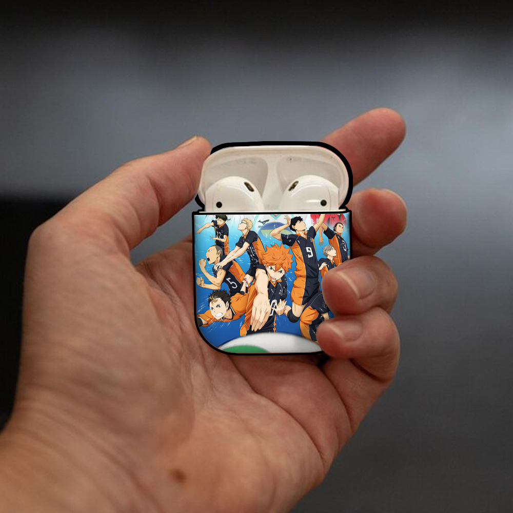 ハイキュー!! Haikyu!! AirPods 第2世代保護ケース ハードシェル ブラック 耐衝撃・防指紋・カラビナ付き
