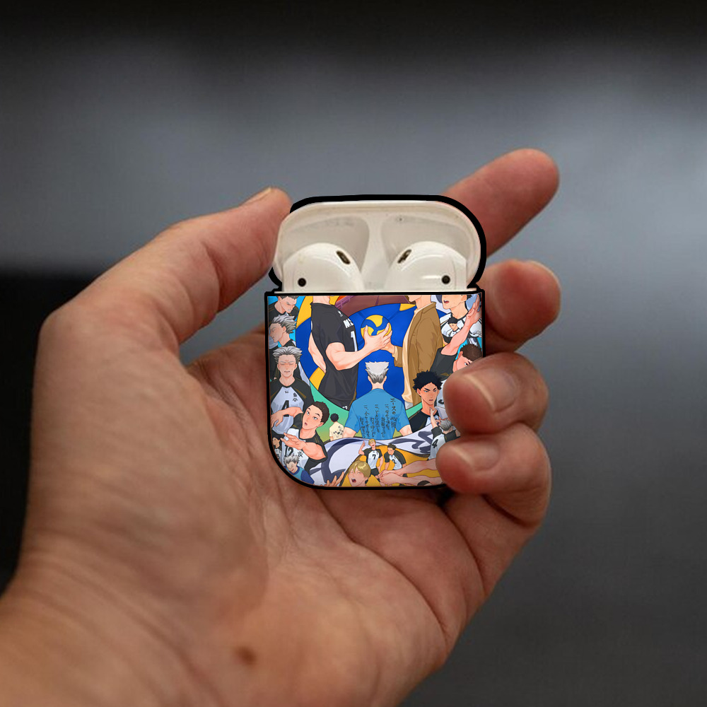 ハイキュー!! Haikyu!! AirPods 第2世代保護ケース ハードシェル ブラック 耐衝撃・防指紋・カラビナ付き