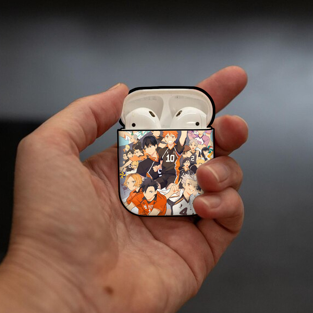 ハイキュー!! Haikyu!! AirPods 第2世代保護ケース ハードシェル ブラック 耐衝撃・防指紋・カラビナ付き
