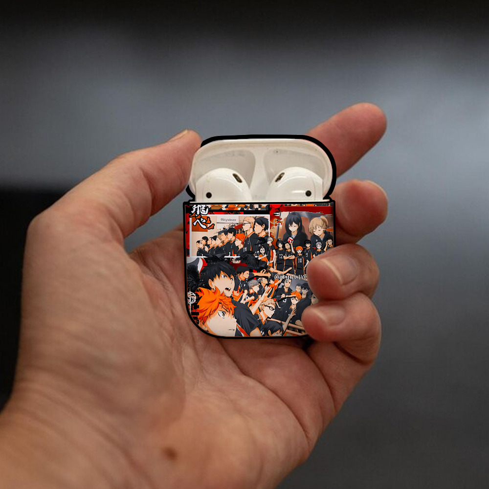 ハイキュー!! Haikyu!! AirPods 第2世代保護ケース ハードシェル ブラック 耐衝撃・防指紋・カラビナ付き