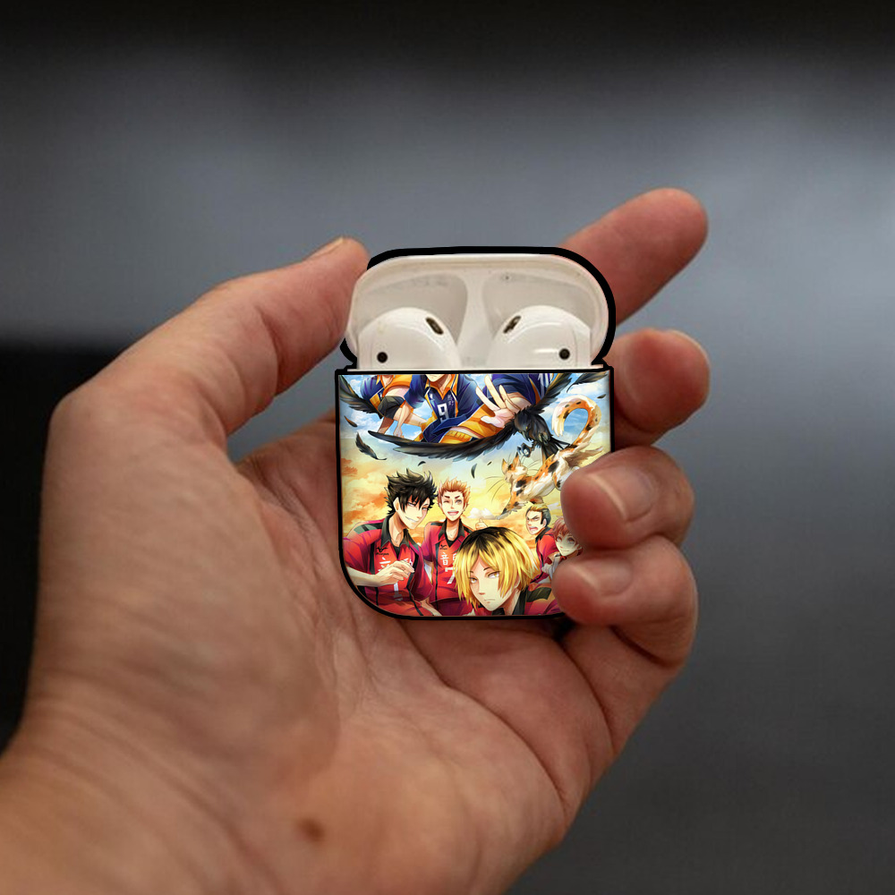 ハイキュー!! Haikyu!! AirPods 第2世代保護ケース ハードシェル ブラック 耐衝撃・防指紋・カラビナ付き