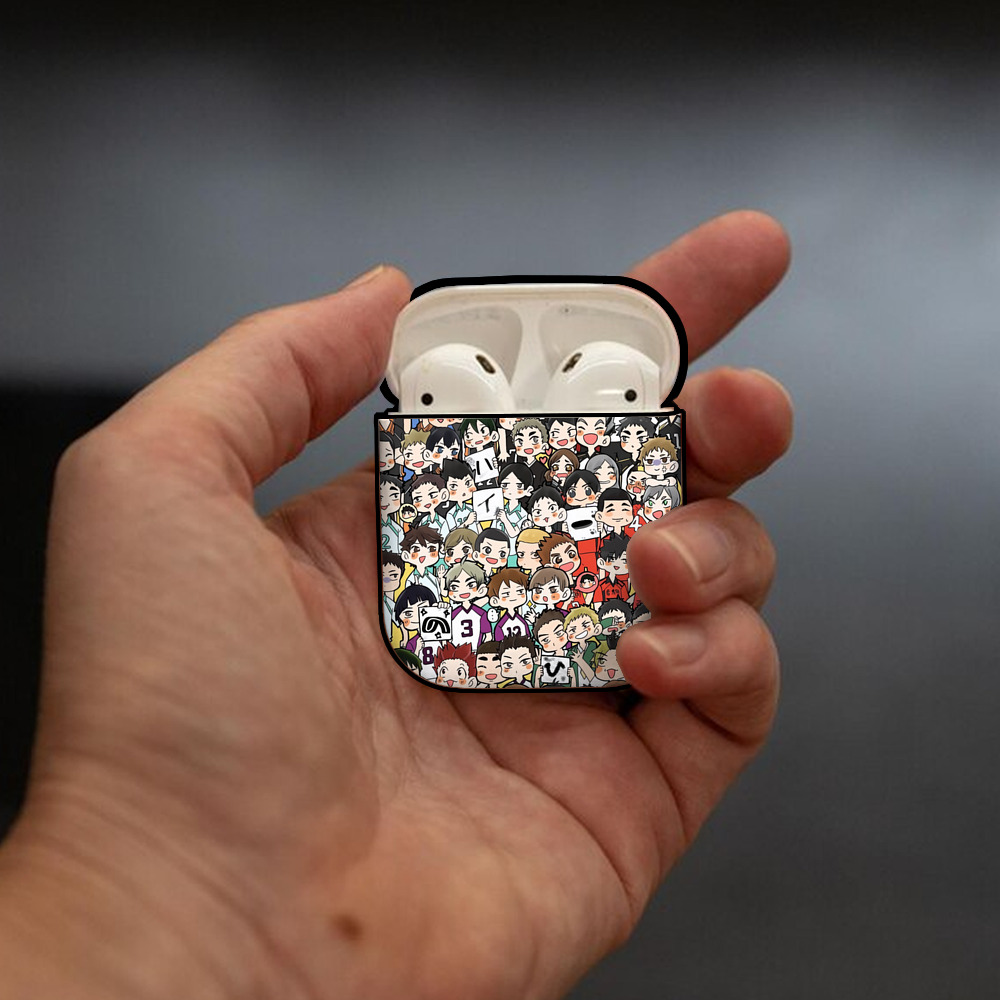 ハイキュー!! Haikyu!! AirPods 第2世代保護ケース ハードシェル ブラック 耐衝撃・防指紋・カラビナ付き