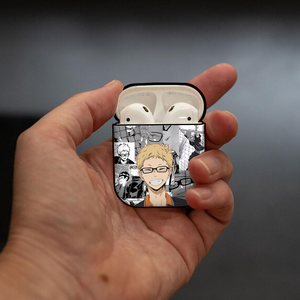 ハイキュー!! Haikyu!! AirPods 第2世代保護ケース ハードシェル ブラック 耐衝撃・防指紋・カラビナ付き
