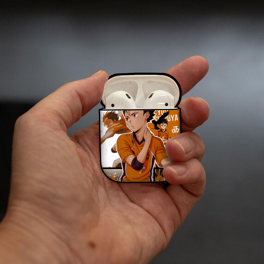 ハイキュー!! Haikyu!! AirPods 第2世代保護ケース ハードシェル ブラック 耐衝撃・防指紋・カラビナ付き