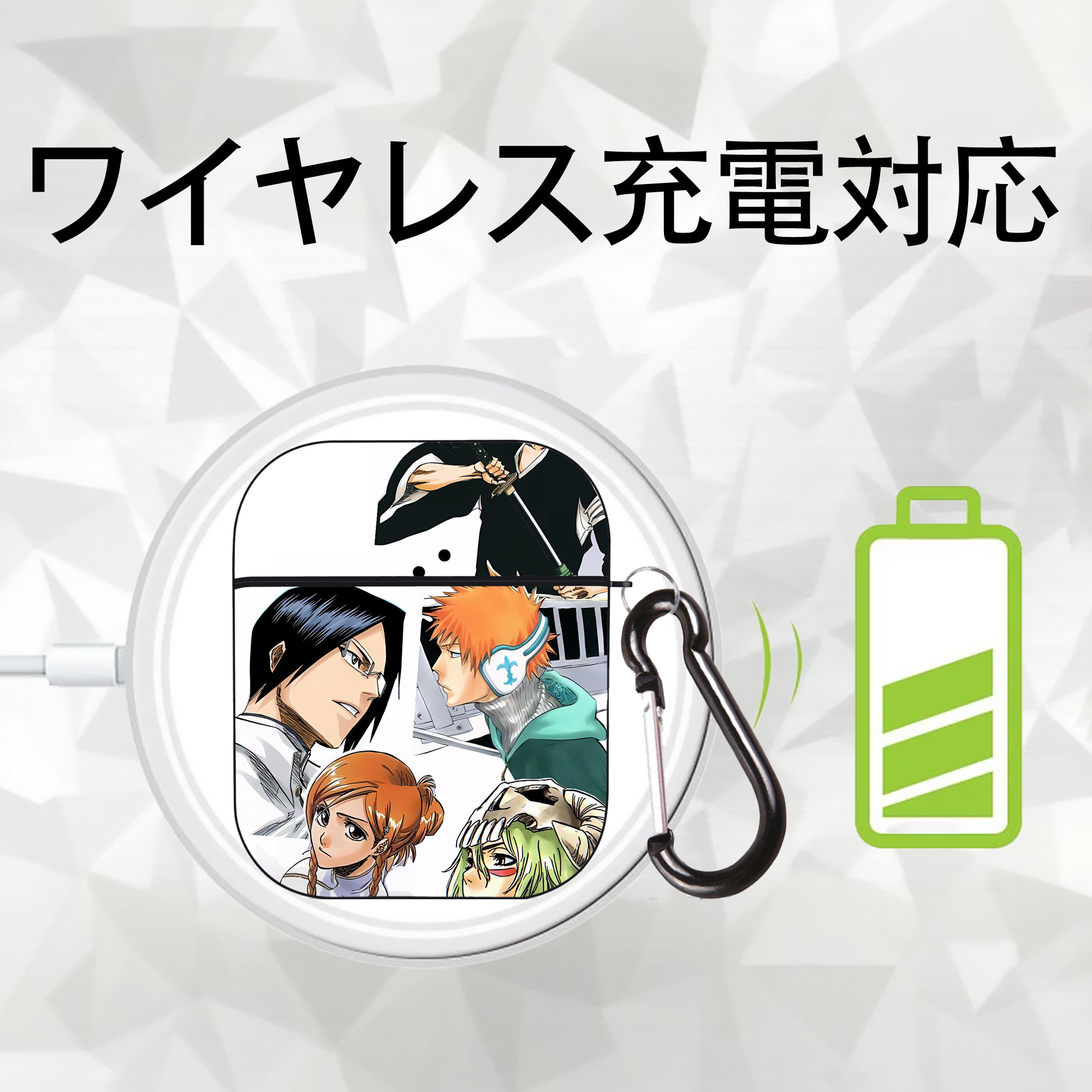 ハイキュー!! Haikyu!! AirPods 第2世代保護ケース ハードシェル ブラック 耐衝撃・防指紋・カラビナ付き