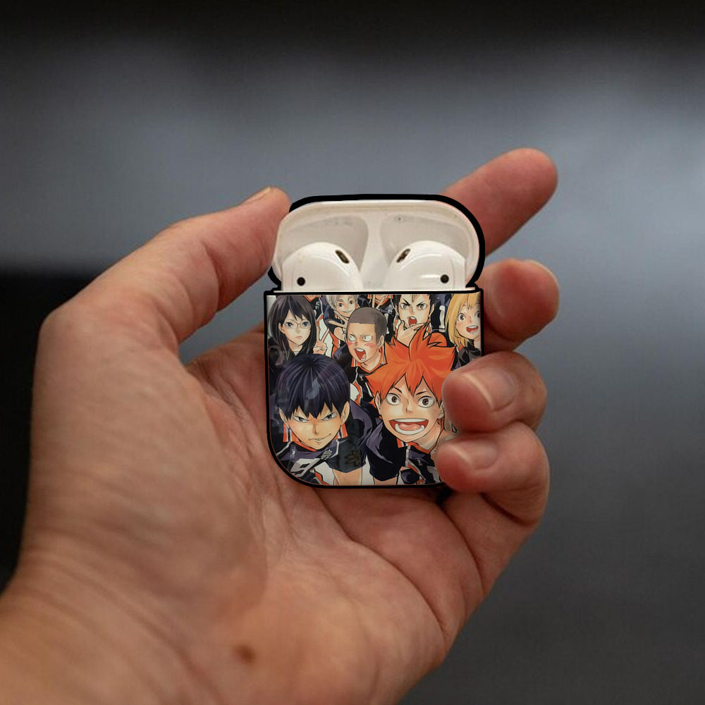 ハイキュー!! Haikyu!! AirPods 第2世代保護ケース ハードシェル ブラック 耐衝撃・防指紋・カラビナ付き