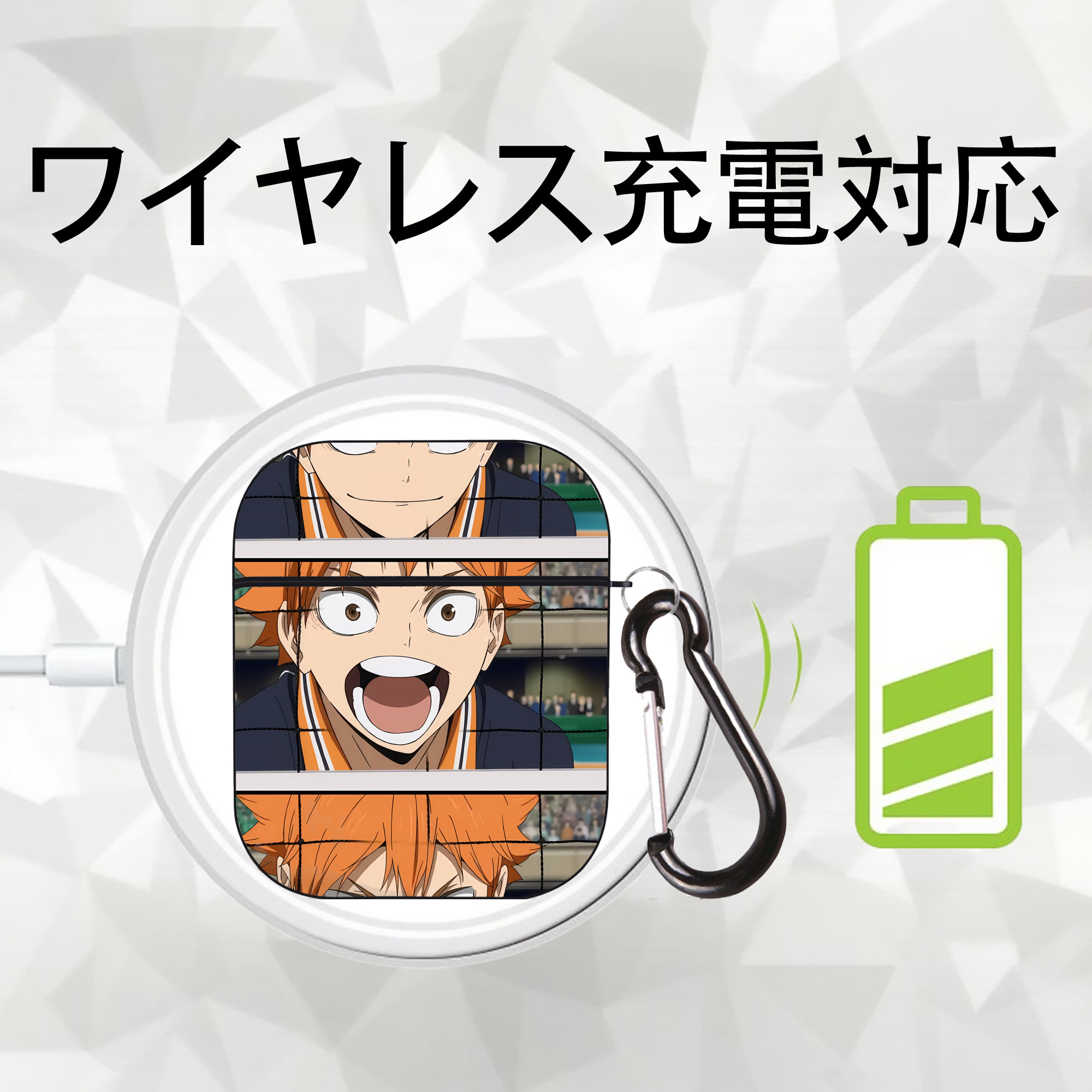 ハイキュー!! Haikyu!! AirPods 第2世代保護ケース ハードシェル ブラック 耐衝撃・防指紋・カラビナ付き