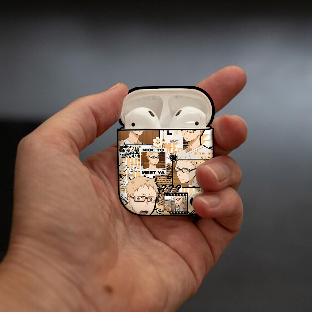 ハイキュー!! Haikyu!! AirPods 第2世代保護ケース ハードシェル ブラック 耐衝撃・防指紋・カラビナ付き