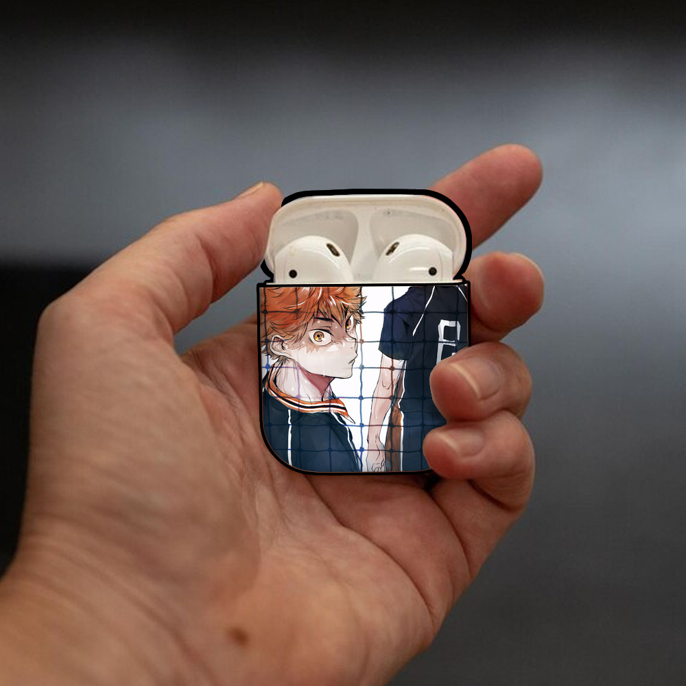 ハイキュー!! Haikyu!! AirPods 第2世代保護ケース ハードシェル ブラック 耐衝撃・防指紋・カラビナ付き