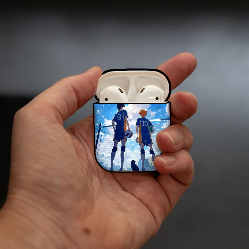 ハイキュー!! Haikyu!! AirPods 第2世代保護ケース ハードシェル ブラック 耐衝撃・防指紋・カラビナ付き