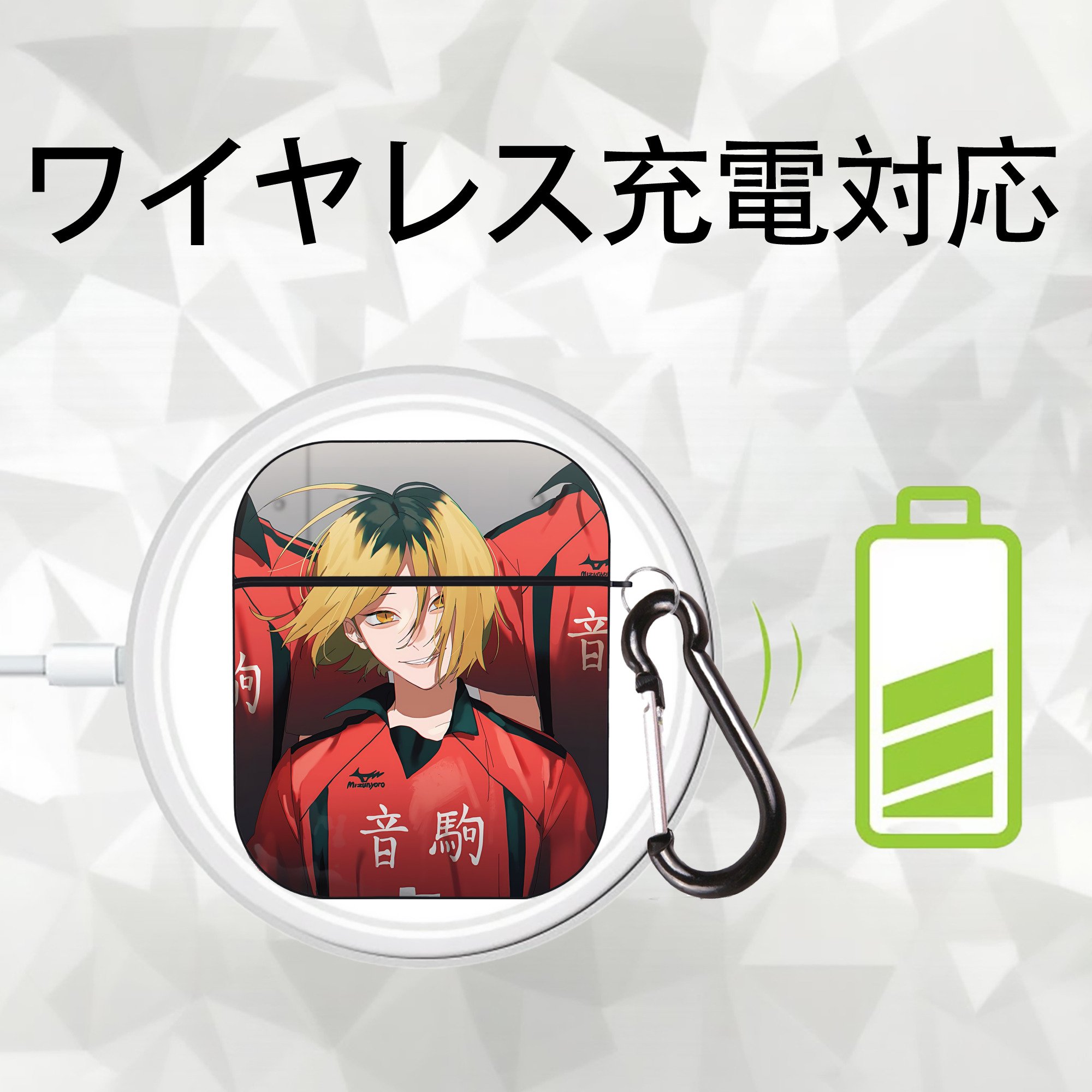 ハイキュー!! Haikyu!! AirPods 第2世代保護ケース ハードシェル ブラック 耐衝撃・防指紋・カラビナ付き
