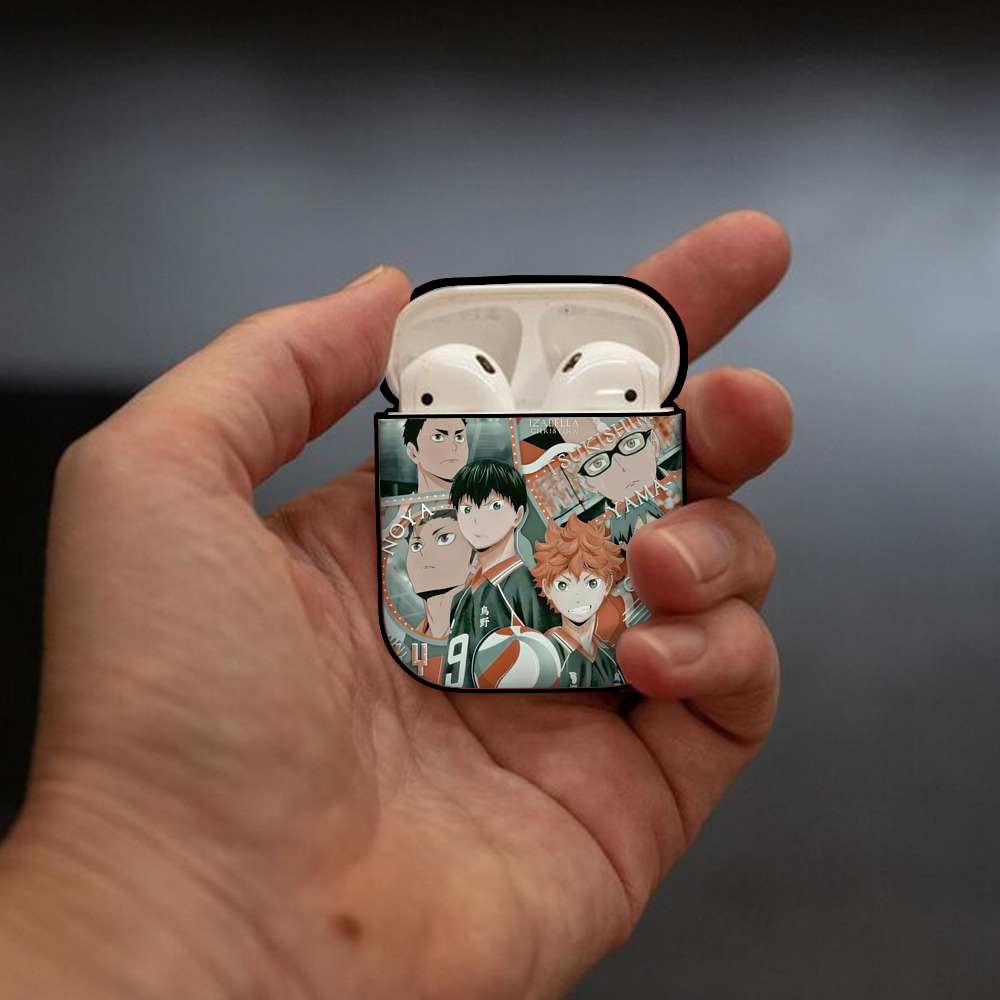 ハイキュー!! Haikyu!! AirPods 第2世代保護ケース ハードシェル ブラック 耐衝撃・防指紋・カラビナ付き