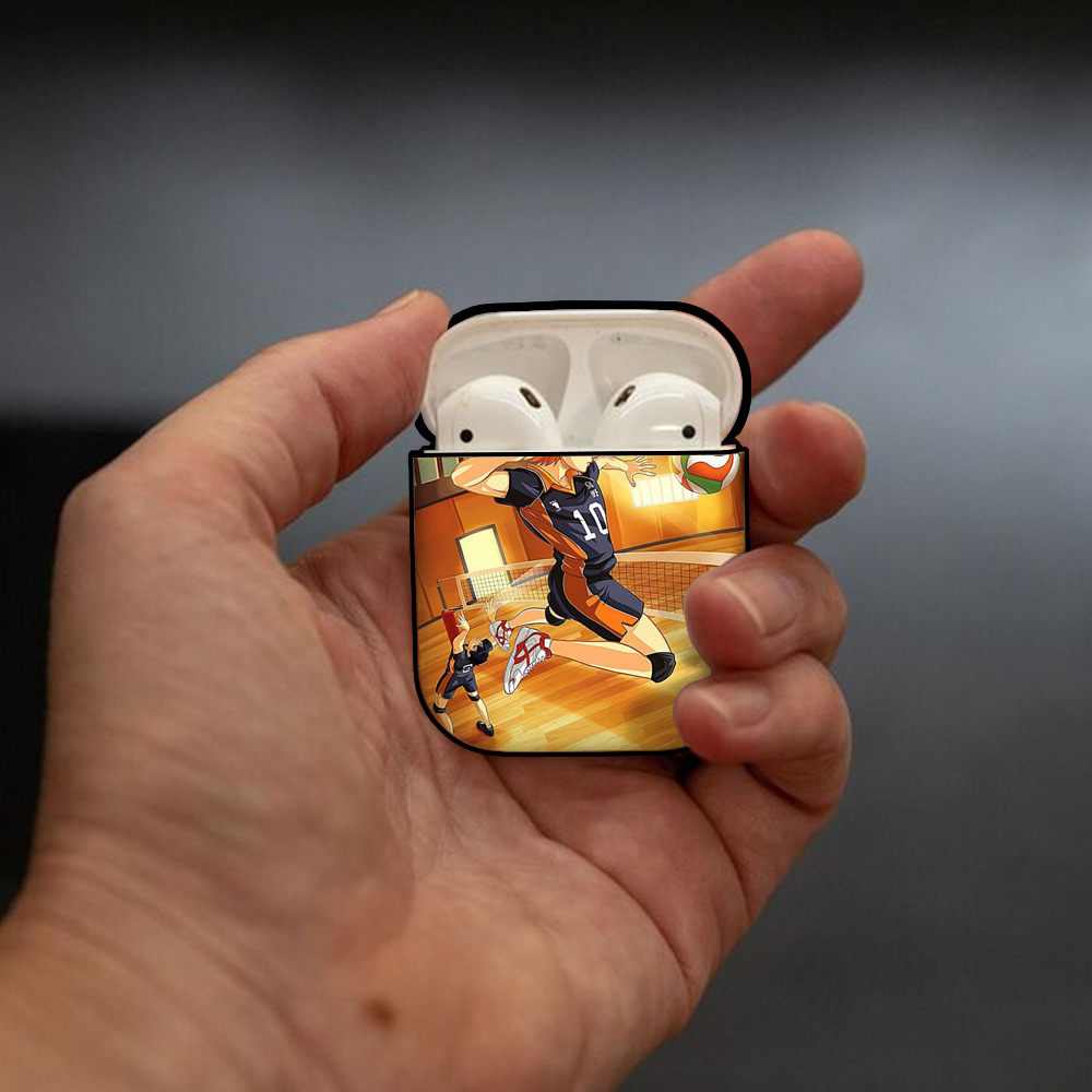 ハイキュー!! Haikyu!! AirPods 第2世代保護ケース ハードシェル ブラック 耐衝撃・防指紋・カラビナ付き