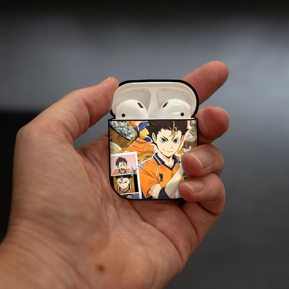 ハイキュー!! Haikyu!! AirPods 第2世代保護ケース ハードシェル ブラック 耐衝撃・防指紋・カラビナ付き
