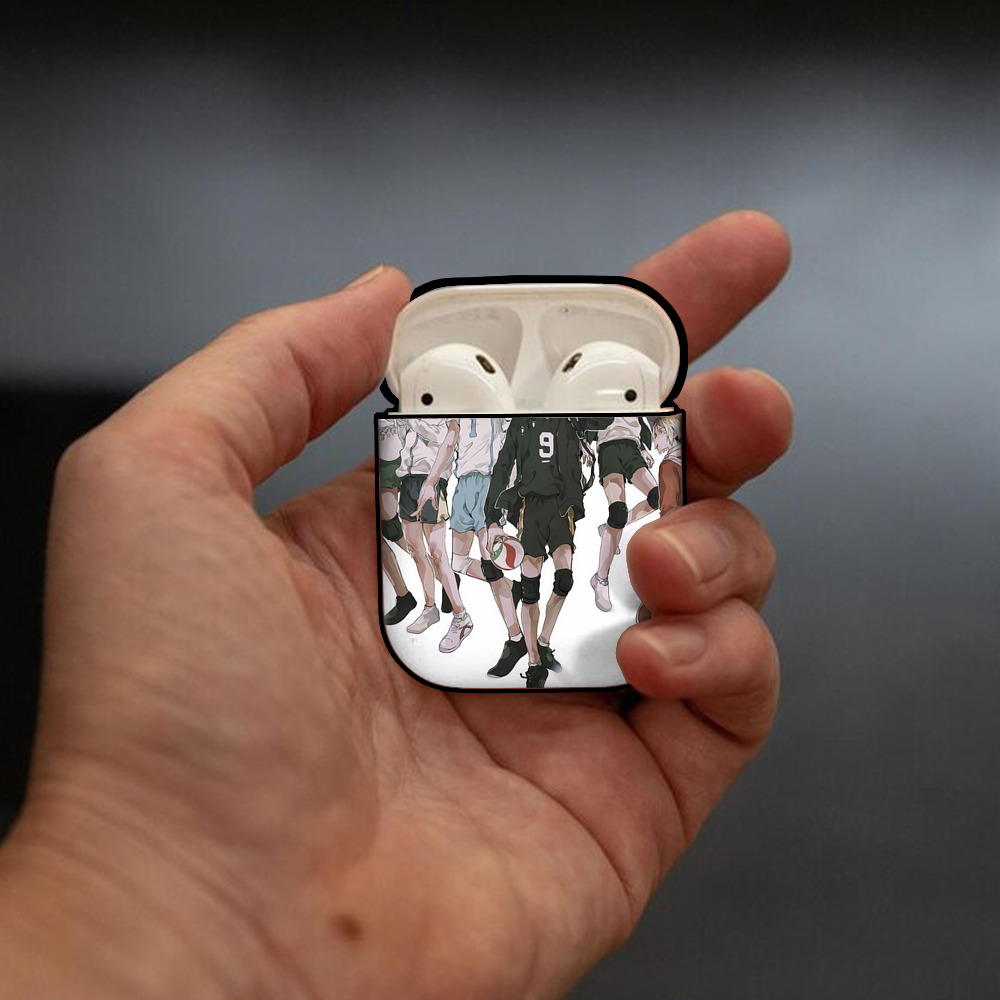 ハイキュー!! Haikyu!! AirPods 第2世代保護ケース ハードシェル ブラック 耐衝撃・防指紋・カラビナ付き