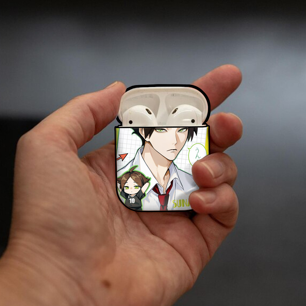 ハイキュー!! Haikyu!! AirPods 第2世代保護ケース ハードシェル ブラック 耐衝撃・防指紋・カラビナ付き