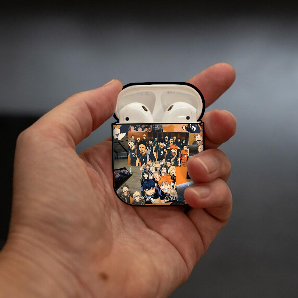 ハイキュー!! Haikyu!! AirPods 第2世代保護ケース ハードシェル ブラック 耐衝撃・防指紋・カラビナ付き
