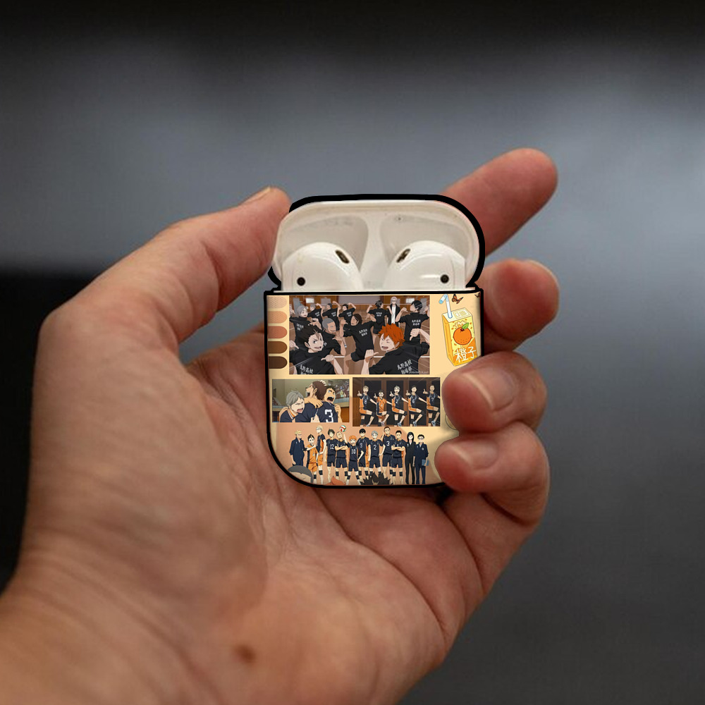 ハイキュー!! Haikyu!! AirPods 第2世代保護ケース ハードシェル ブラック 耐衝撃・防指紋・カラビナ付き