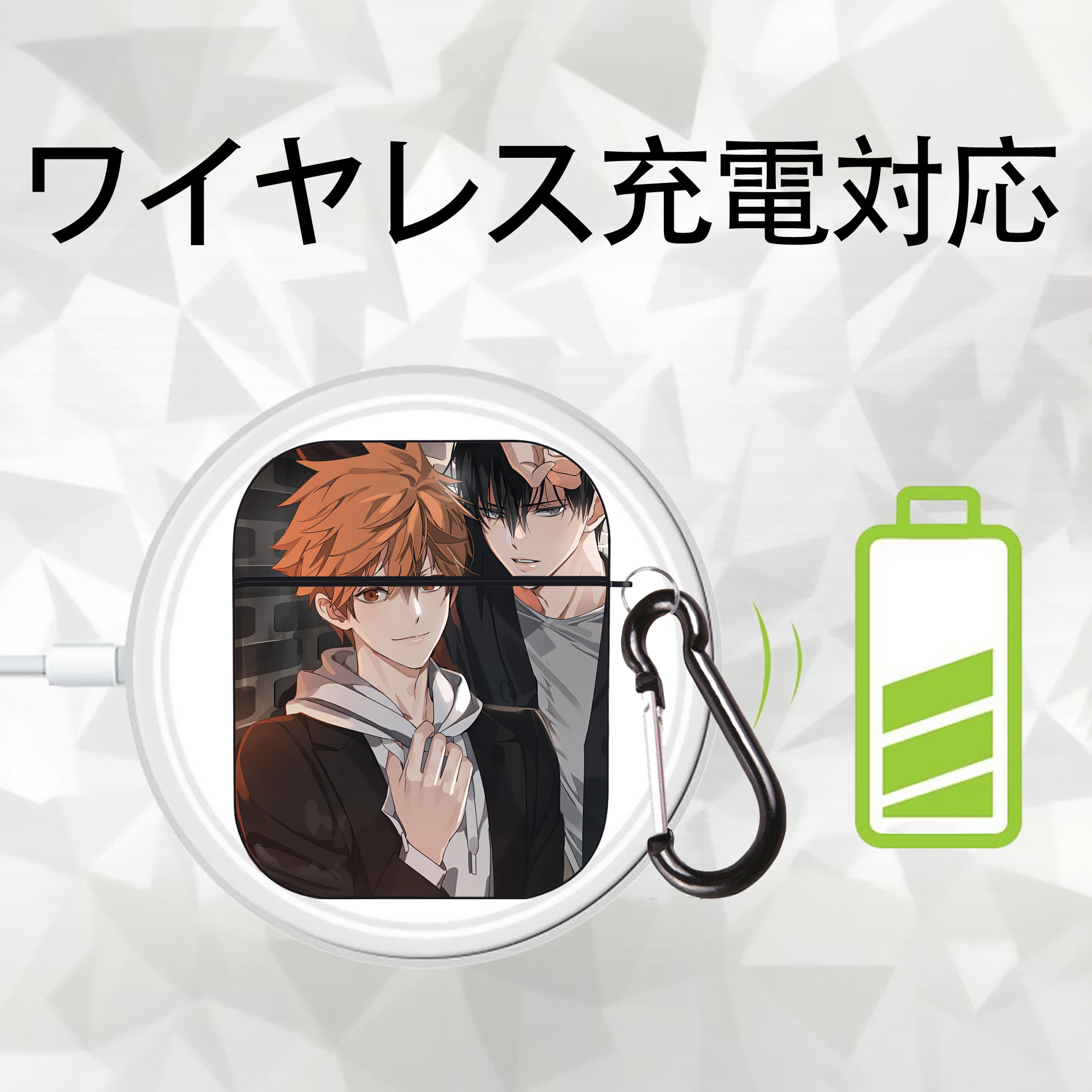 ハイキュー!! Haikyu!! AirPods 第2世代保護ケース ハードシェル ブラック 耐衝撃・防指紋・カラビナ付き