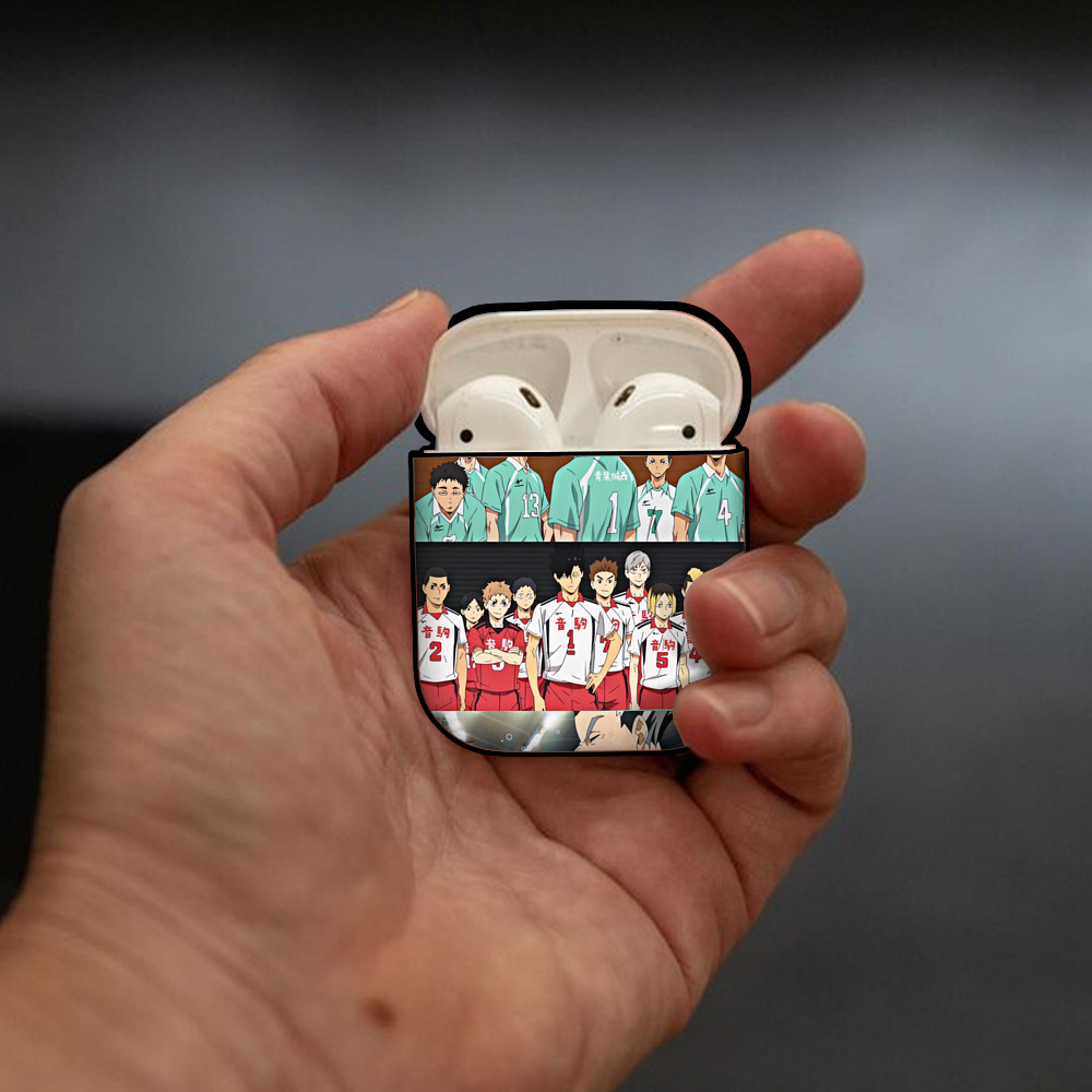 ハイキュー!! Haikyu!! AirPods 第2世代保護ケース ハードシェル ブラック 耐衝撃・防指紋・カラビナ付き