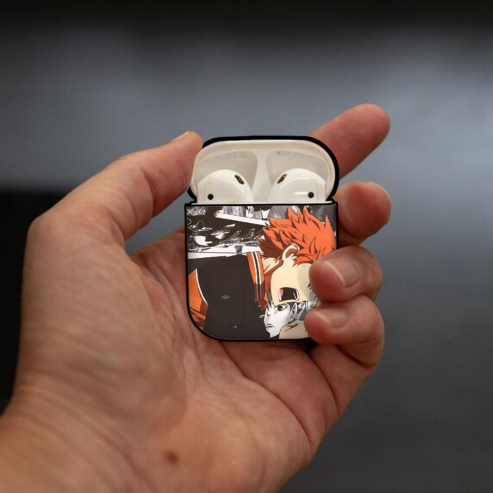 ハイキュー!! Haikyu!! AirPods 第2世代保護ケース ハードシェル ブラック 耐衝撃・防指紋・カラビナ付き