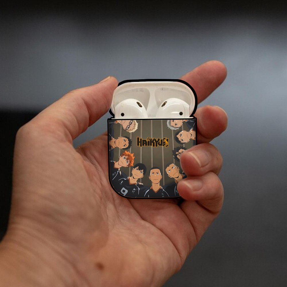 ハイキュー!! Haikyu!! AirPods 第2世代保護ケース ハードシェル ブラック 耐衝撃・防指紋・カラビナ付き