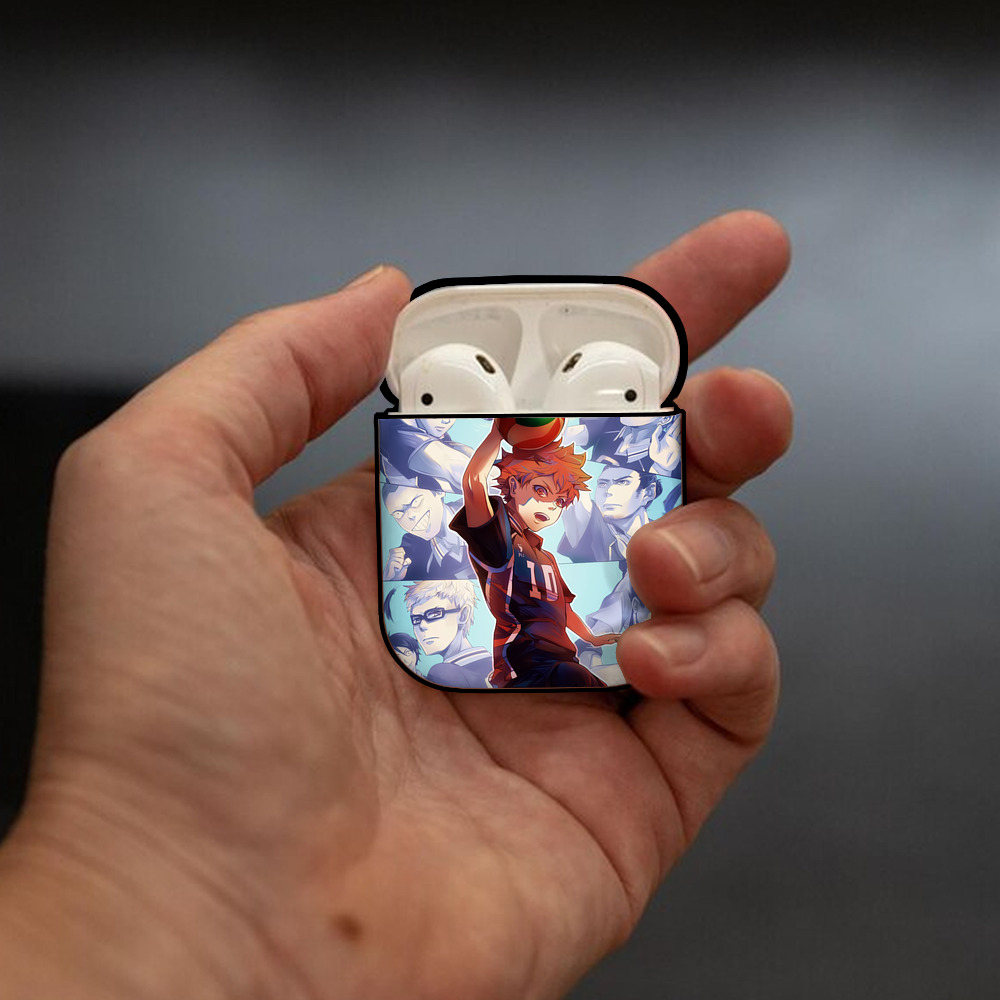 ハイキュー!! Haikyu!! AirPods 第2世代保護ケース ハードシェル ブラック 耐衝撃・防指紋・カラビナ付き